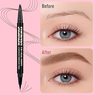 SUSIKEKI Dual Ended Microblading Eyebrow Pen - 2 in 1 Liquid Eyebrow Pencil with Brow-Fection Angled Brush & Precise Detail Brush-Tip, Shapes & Fills Natural Looking Brows, Lasts All-Day, Brown