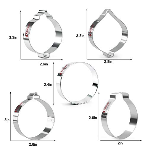 Kaishane Christmas Cookie Cutters - 5 Pieces -Christmas Ornament,Light Bulb,Round Cookie Cutters #TOP5