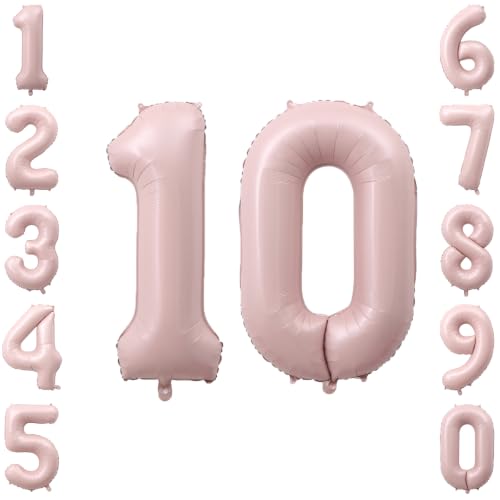 Baby Pink Number 10 Balloon 40 Inch, Foil Digits Festive Party Supplies
