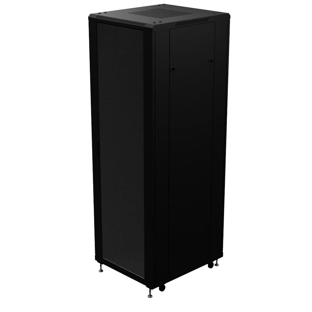 NavePoint 37U AV Rack Cabinet, 28 in Depth, Cold-Rolled Steel, Black