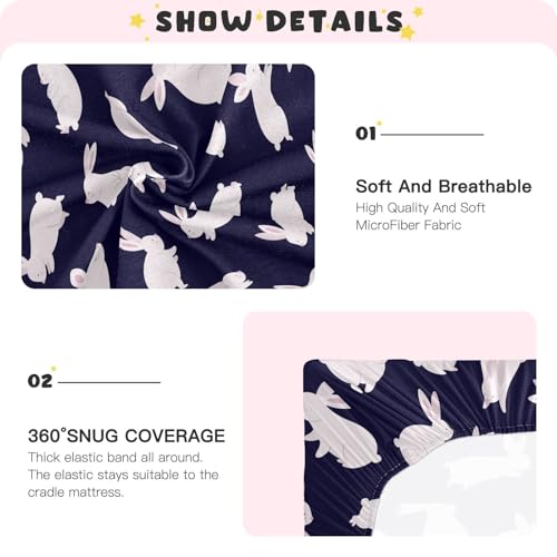 Image of CaTaKu Baby Crib Sheets Funny Cute Bunny Mini Crib Sheets Fitted for Girls Boys,Neutral Soft Toddler Mattress Bed Sheets for Crib,27 inchx 39 inch