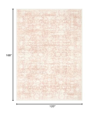 Image of 10x14 Area Rugs for Living Room: Large Soft Washable Rug Modern Aesthetic Floral Carpet Low Pile Non-Slip Stain Resistant for Bedroom (Beige Pink, 10'x14')