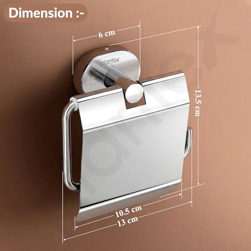 Image of Plantex J4 Stainless Steel Toilet Paper Holder for Bathroom /Tissue Holder for Washroom /Toilet roll Holder for Wall Mounted /Bathroom Accessories (Chrome Finish) Onix