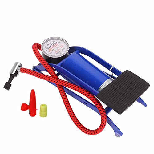 Step On Air Pump, Floor Foot Pump Single Cylinder with Pressure Gauge for Tires Balls Rubber Boats Airbeds Blue