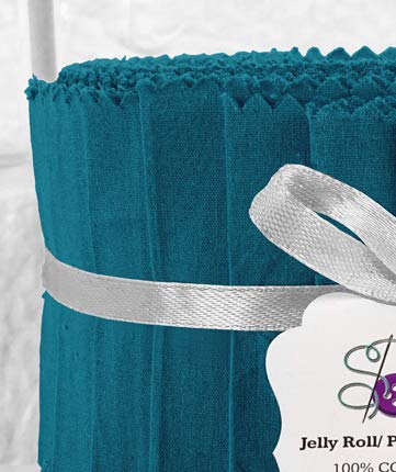 Soimoi 40Pcs Solid Teal Blue Cotton Precut Fabrics for Quilting Craft Strips 2.5 Inches Jelly Roll - Image 6