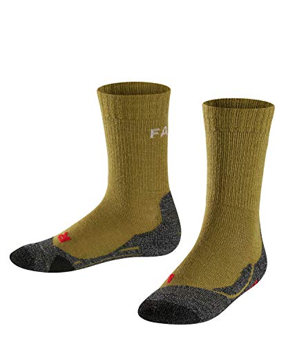 FALKE Kinder TK2 Trekking Socken, wadenlange Wandersocken mit Merinowolle, 1 er Pack, Grün (Aspengreen 7702), 31-34