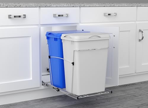 Image of Rev-A-Shelf Double Pullout Garbage Trash Cans for Kitchen Cabinets, 35 Qt