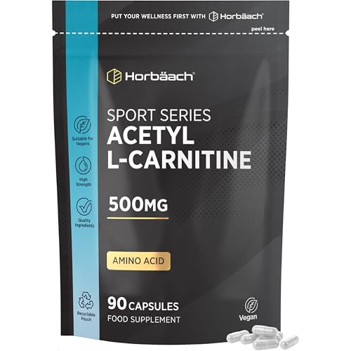 Acetyl L-Carnitine 500mg | 90 Vegan Capsules | High Strength ALCAR Supplement | Amino Acid | by Horbaach