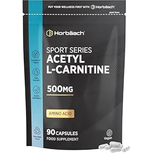 Acetyl L-Carnitine 500mg | 90 Vegan Capsules | High Strength ALCAR Supplement | Amino Acid | by Horbaach