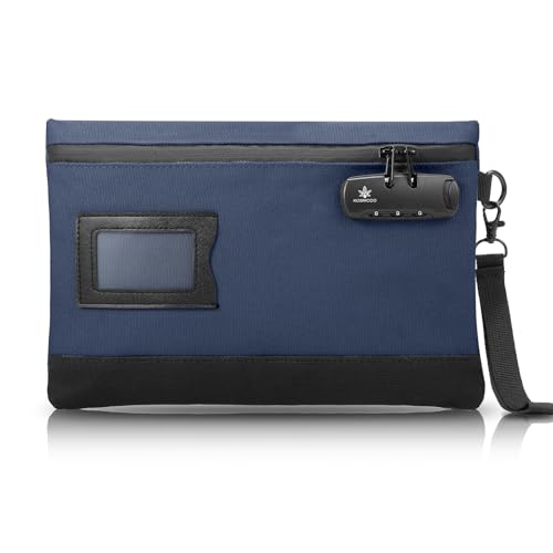 Image of KOSMCCO Money Bag with Lock, 11.8 x 7.9 Inches Durable Canvas Cash Bag Bank Bag for Cash
