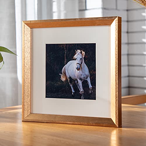 無垢材の額縁木製のフォトフレーム正方形家族の結婚式の写真25 * 25cmシャンパン