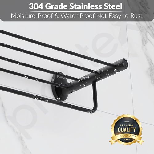Image of Plantex 304 Grade Stainless Steel 24-Inch Towel Rack for Bathroom /Towel Rod /Towel Hanger Stand /Bathroom Accessories - Oreva (Black)