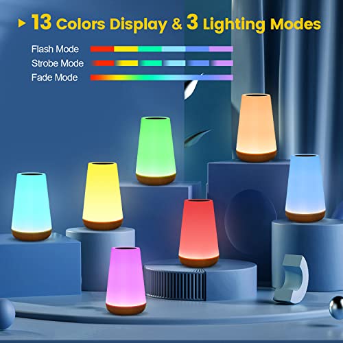 Thausdas Touch Lamp, Portable Dimmable Table Bedside Lamps For Bedroom With Quick Usb Charging Port, 5 Level Warm White Light & 13 Color Changing Rgb Night Light For Office/Hallways/Living Room #TOP1