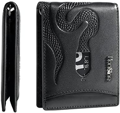 Honsine Snake Bifold Wallet with RFID | Full Grain Mens Leather Wallet | Snake Wallet
