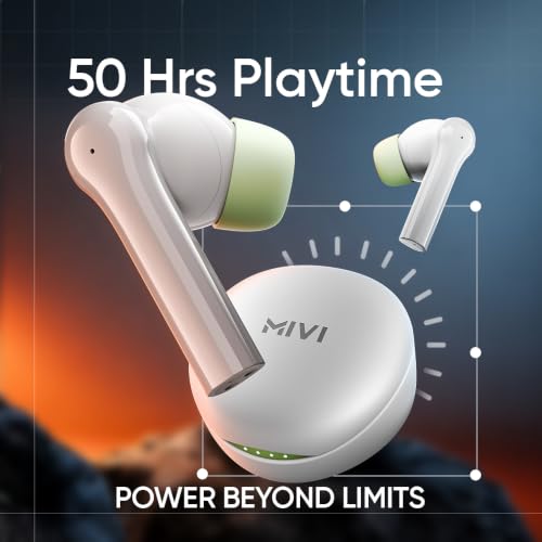 Image of Mivi DuoPods Thunder Earbuds, 60H Playtime, BT 5.3, AI ENC, TWS Buds