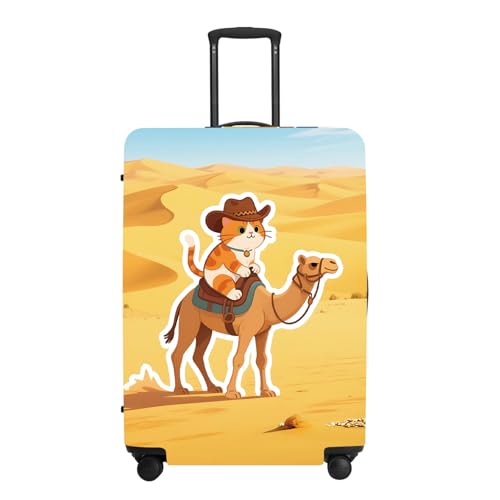 Image of Desert Adventure Luggage Protector, Washable Suitcase Cover with Cowboy Camel Scene Anti-scratch for 18 inch,20 inch,22 inchBag