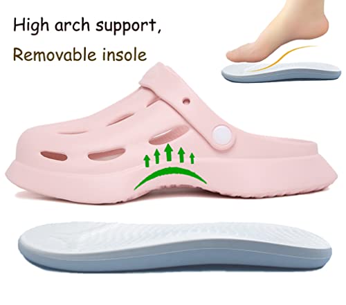 Smajong Kid's Boys Girls Garden Clogs Shoes Cute Slides Sandals Beach Slipper Water Shoes, Removable Eva Footbed With Arch Support Pink #TOP1