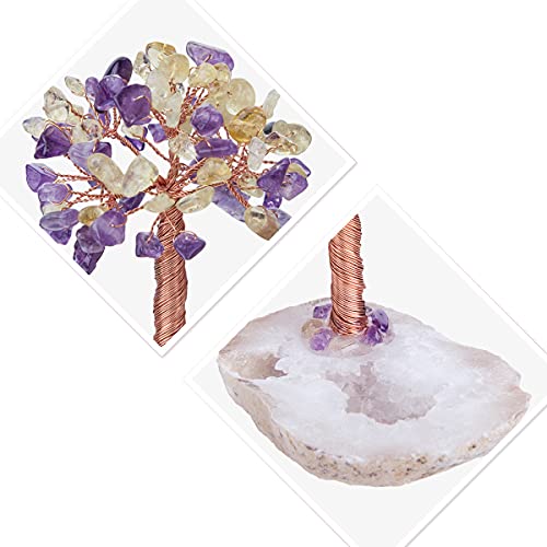Nupuyai Natural Amethyst & Citrine Healing Crystals Tree of Life with Geode Cluster Base - Image 3