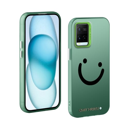 TAUYN Funda para Vivo y21/y21s/y33s, Cara Sonriente Patrón Diseño Carcasa, PC Ultradelgado Anti-choques Protección Case, Verde