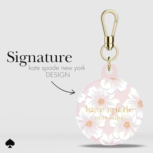 Image of kate spade new york AirTag Holder with Gold Ring Clip - Hollyhock Cream