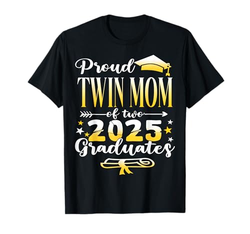 Orgullosa madre gemela de dos graduados 2025 Clase de gemelos 2025 Camiseta
