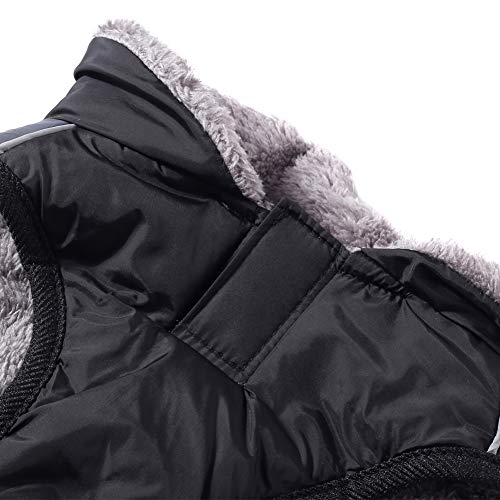 JoyDaog Hundemäntel mit Fleecekragen für kleine Hunde, wasserdichte, warme Welpenjacke aus Baumwolle für den kalten Winter, Schwarz XS