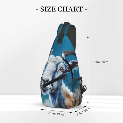 Bolso Sling Unisex con Estampado de Cabra Azul miniatura 2