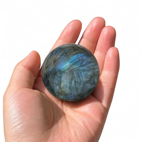 Labradorite Healing Stone 1.6-2 inch with Stand, Mini Crystal Ball Polished