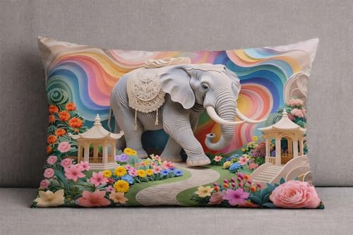Image of 7D Real Look Kids Digital Printed Double Flat Bedsheet 90x100 Inch with 2 Large Pillow Covers 19x29 Inch, Soft & Colorful Real 7D Look Design (Big Elephant)