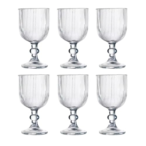 Jogo com 6 Taças de Vidro Canelado 380ml Design Elegante e Resistente Ideal para Suco Água...