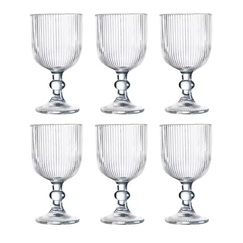 Jogo com 6 Taças de Vidro Canelado 380ml Design Elegante e Resistente Ideal para Suco Água Refrigerante Drinks e Café Transparente para Cozinha Bar e Restaurante