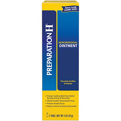 Preparation H (2.0 Ounce, 1 Tube per Box) Hemorrhoid Symptom Treatment Ointment, Itching, Burning & Discomfort Relief, Tube, (Pack of 2)