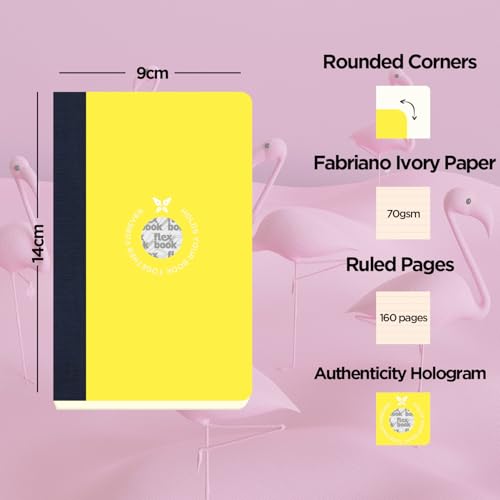 Image of FlexBook Smartbooks Notebook 160 Pages Ruled 9 x 14 cm Couverture Jaune /Dos Marine