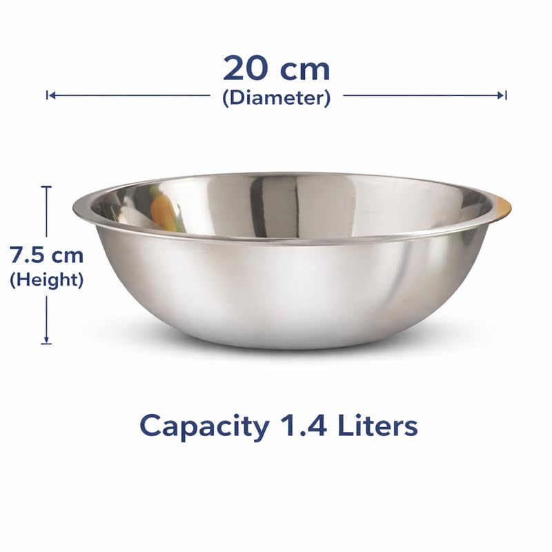 Image of KMW Stainless Steel Mixing Bowl Deep 1.5 Qt (1.4 litres) | with Enhanced Durability | Professional-Grade Build (Set of 4 Bowls)