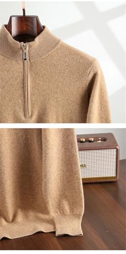 Men's Half Zipper Half High Collar Solid Color Sweater for Men2