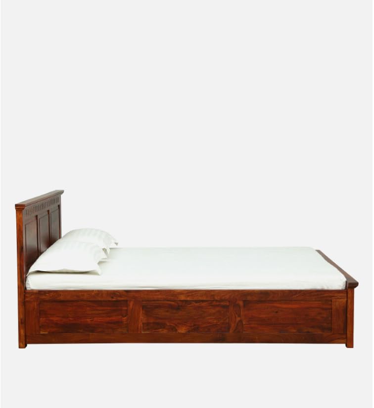 Image of Solid Sheesham Wood Bed Wooden Dreamy Nights Bed for Bedroom and Home Furniture | (Storage Bed -2)
