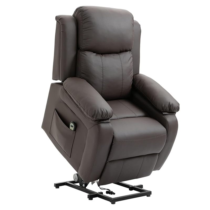 Sillón reclinable piel marrón para sala de estar miniatura 3