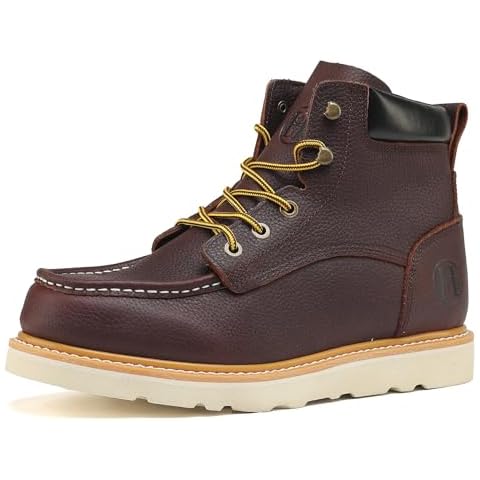 Montwell Men's 6" Slip Resiatant Soft Toe Water Resistant Moc Toe Work Boots, 305D, 8 Cover