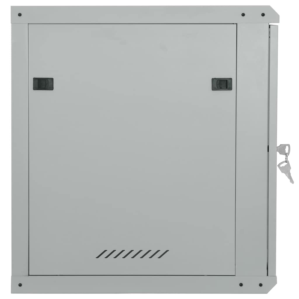 Armadietto di rete 60 x 45 x 65 cm, montaggio a parete, in acciaio, con porta in vetro, per server e apparecchiature informatiche, grigio