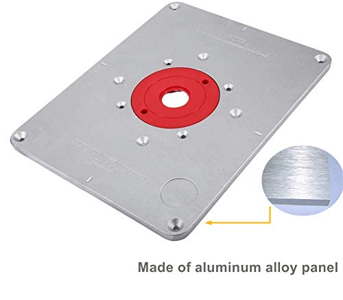 Aluminum Alloy Router Table Insert Plate with Router Insertion Ring and Install Screws for DIY Woodworking Engraving Machine Benches (Size:300mm x 235mm x 9.5mm)