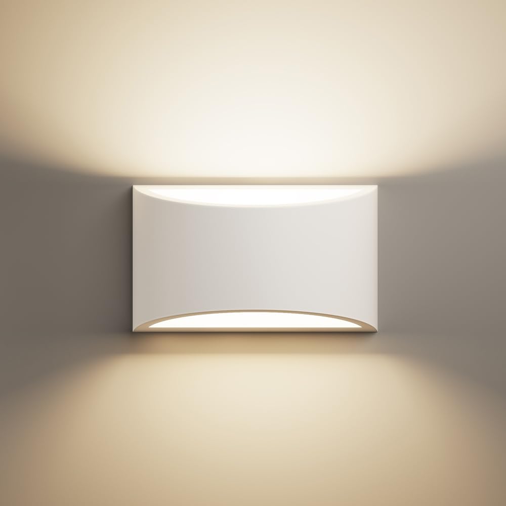 LightHub Up/Down Gypsum Plaster Indoor Paintable Wall Uplight G9 Sconce Light Fitting White Large Model