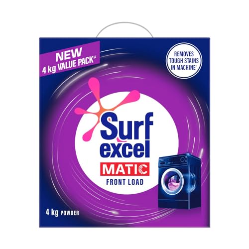 Surf Excel Matic Front Load Detergent Washing Powder, Specially Designed For Tough Stain Removal In Front Load Machines, 3+1 Kg Free