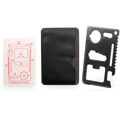 2 Stück Multitool Karte Multitool Scheckkarte Werkzeug Karte mit Multifunktions 11 in 1 Edelstahl Multifunktionswerkzeug im Scheckkartenformat Outdoor Tool mit Säge, Messer, Flaschenöffner - schwarz