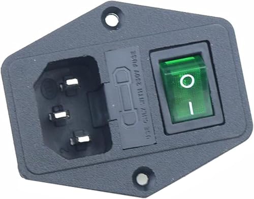 Connecteur de commutateur de fusible C14 IEC320 avec interrupteur à bascule 10A vert