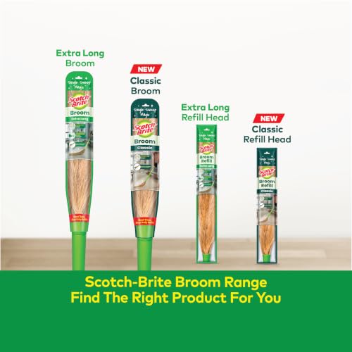Image of Scotch-Brite XL No-Dust Broom with Long Handle |Flat Fiber Jhadu for Fine Dust & Hair, Reaches All Corners | Multipurpose Floor, Cobweb & Ceiling Cleaner | No Back Strain.