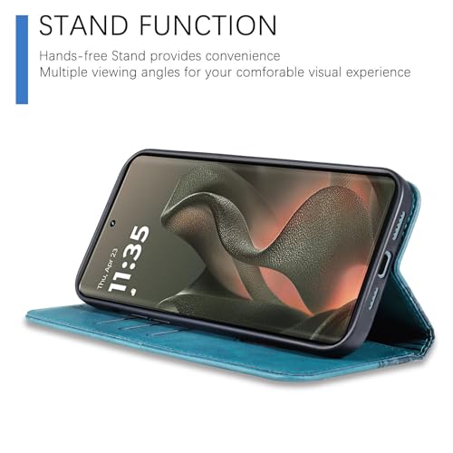 Image of Wallet Case for Motorola Edge 2025 6.7 inch - Moto Edge 2025 Flip Case [Strong Magnetic] PU Leather Folio Case with Card Holder Kickstand Protective Phone Cover - Green
