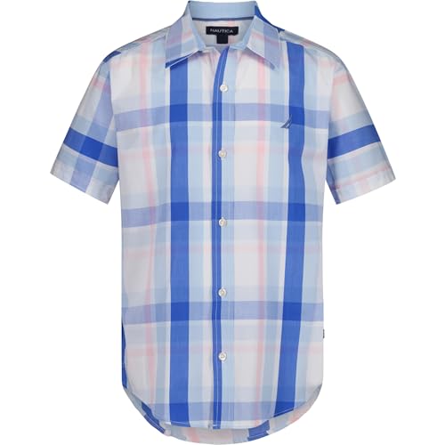 Image of Nautica Boys Short Sleeve Woven Button-Down Shirt. Light Weight & Breathable