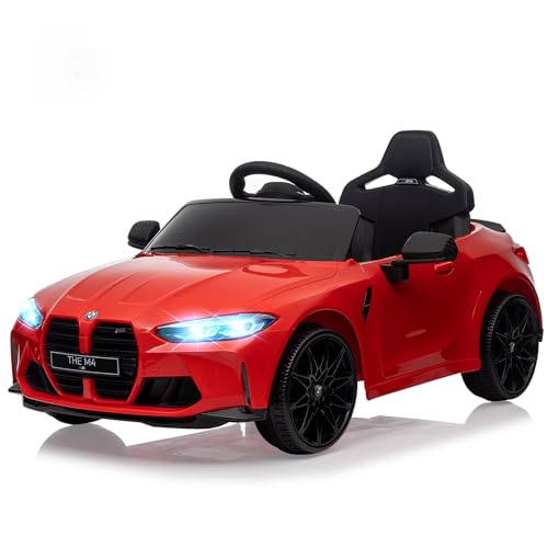 12V Ride On Car for Kids，Licensed BMW M4 Battery Powered Vehicle Car for Boys and Girls, with Remote Control,3 Speed,Led Light,(red)