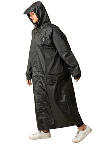 Image of THE DRY CAPE ; LET IT RAIN Women's Waterproof Rain Coat | Packable, Full Length with Hood & Pockets | Urban Commuter Rainwear