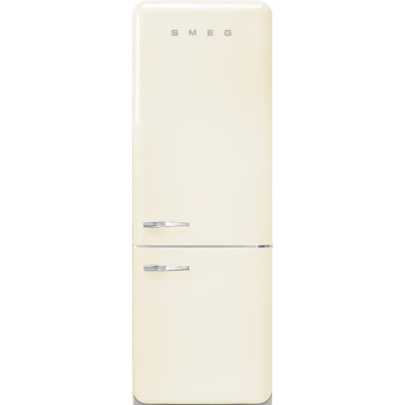 SMEG FAB38URCR FAB38 Retro Style Refrigerator with Bottom Freezer – Made in Italy – Multiflow Cooling – LED Lighting – Glossy Finish – 3 Adjustable Glass Shelves, Large, Cream